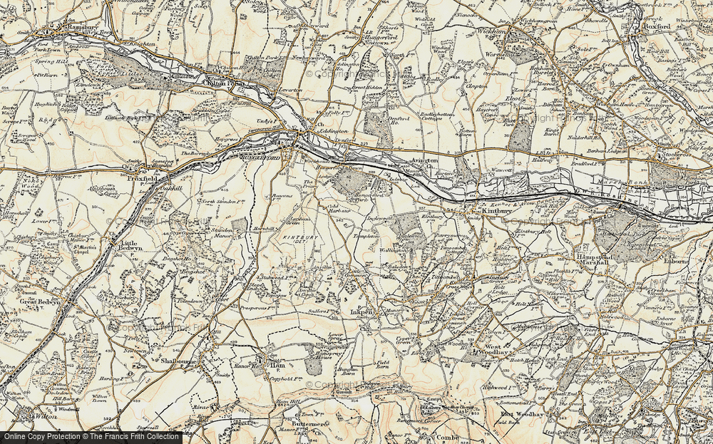 Old Map of Historic Map covering Cold Harbour in 1897-1900