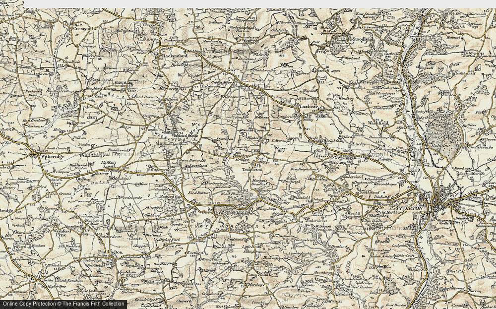 Old Map of Historic Map covering Blatchworthy in 1899-1900