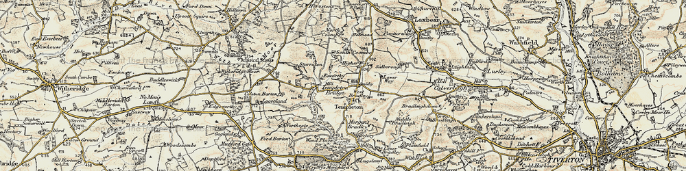 Old map of Templeton in 1899-1900
