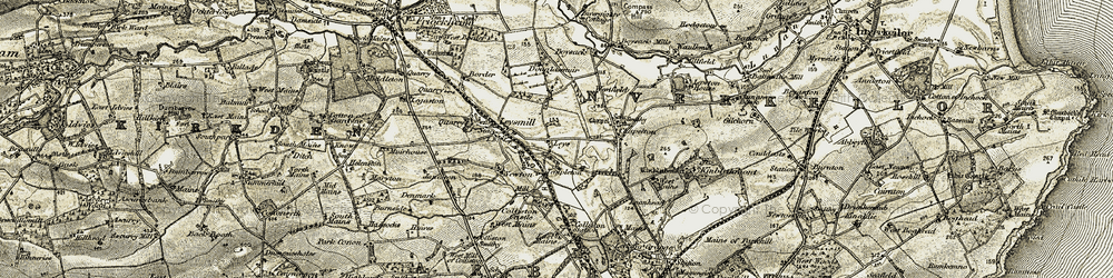 Old map of Leys of Boysack in 1907-1908