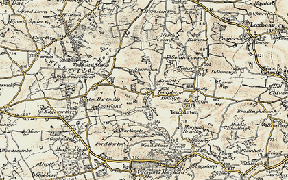 Old map of Templeton Bridge in 1899-1900