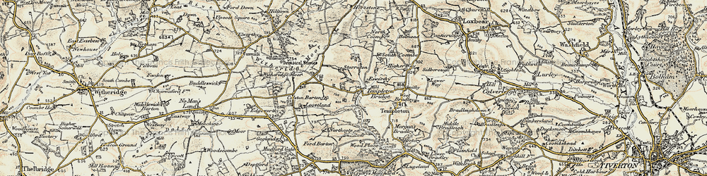 Old map of Templeton Bridge in 1899-1900