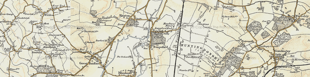 Old map of Tempsford in 1898-1901