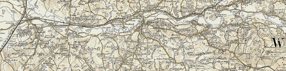 Old map of Tenbury Wells in 1901-1902