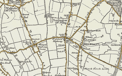 Old map of Terrington St John in 1901-1902