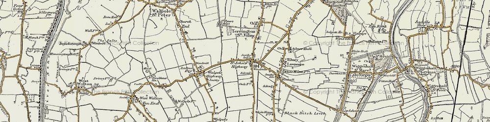 Old map of Terrington St John in 1901-1902