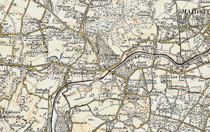 Old map of Teston in 1897-1898