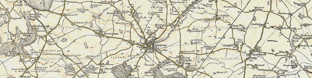 Old map of Tetbury in 1898-1899