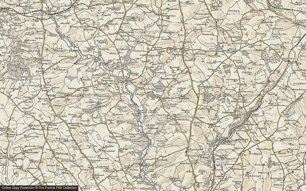Old Map of Tetcott, 1900 in 1900