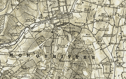 Old map of Teuchar in 1909-1910