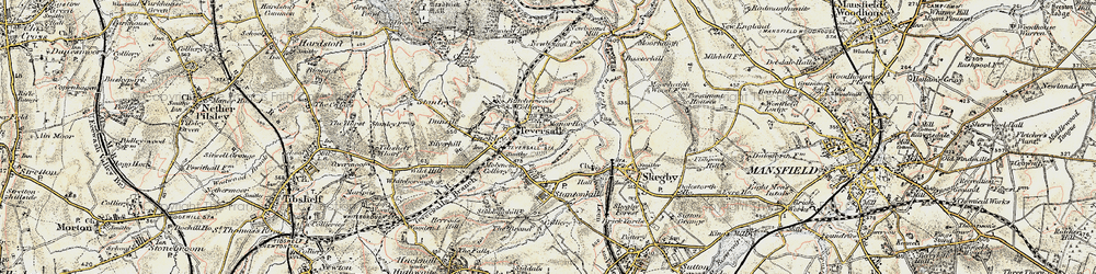 Old map of Teversal in 1902-1903