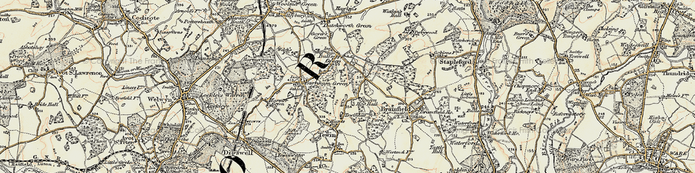 Old map of Bramfield Woods in 1898-1899