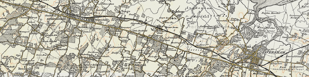 Old map of Teynham in 1897-1898