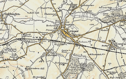 Old map of Thame in 1897-1898