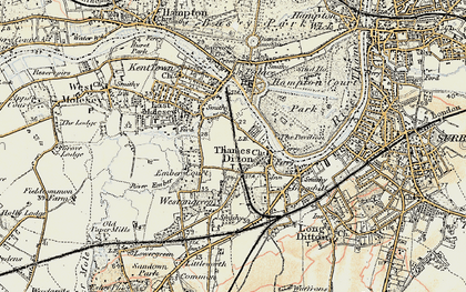 Old map of Thames Ditton in 1897-1909
