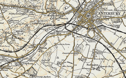 Old map of Thanington in 1898-1899