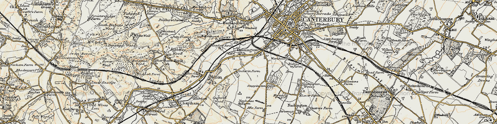 Old map of Thanington in 1898-1899