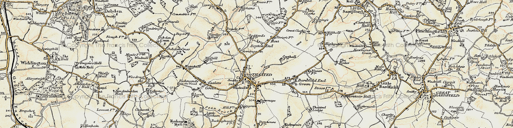 Old map of Thaxted in 1898-1899
