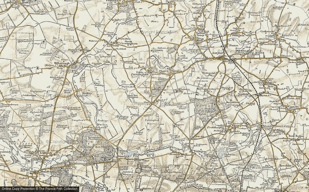 Old Map of Historic Map covering Bodney Camp in 1901-1902
