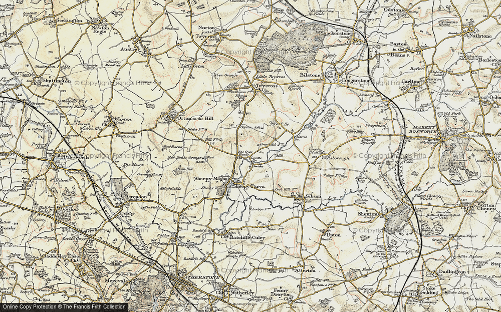 Old Map of Historic Map covering Sibson Mill in 1901-1903