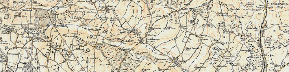 Old map of Bourne Rivulet in 1897-1900