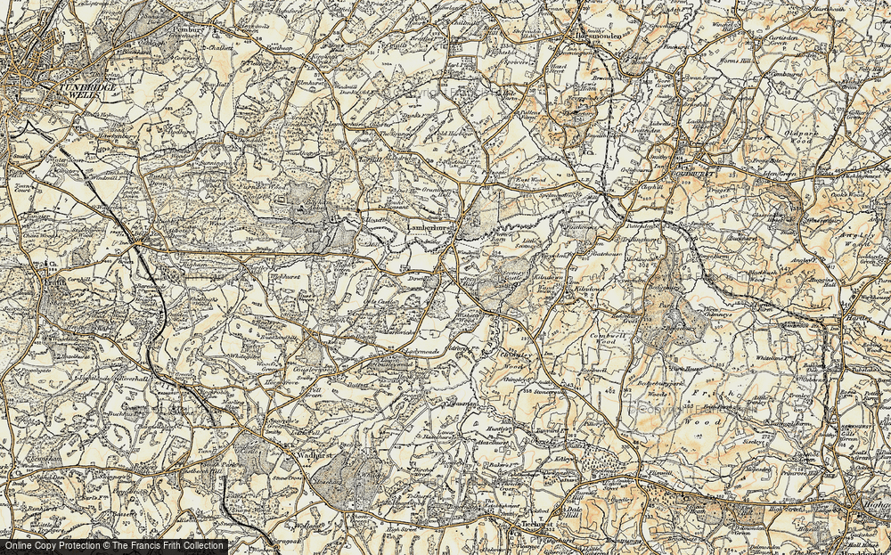 Old Map of The Down, 1897-1898 in 1897-1898