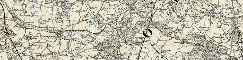 Old map of The Frythe in 1898-1899