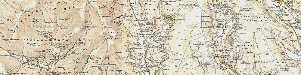 Old map of Bride Stones in 1903-1904