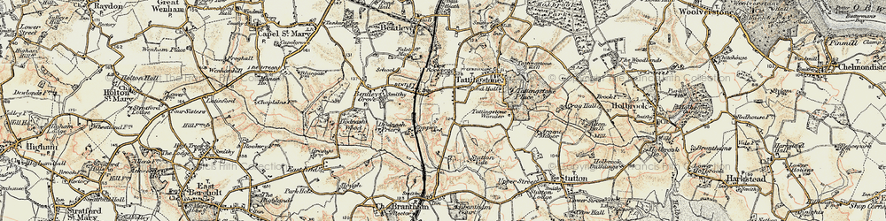 Old map of Brantham Court in 1898-1901