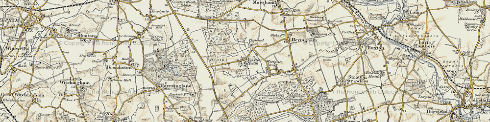 Old map of Buxton Heath in 1901-1902