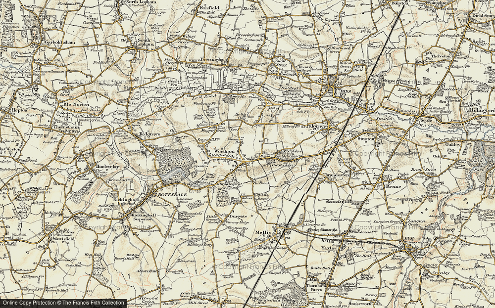 Old Map of Historic Map covering Ellesmere in 1901