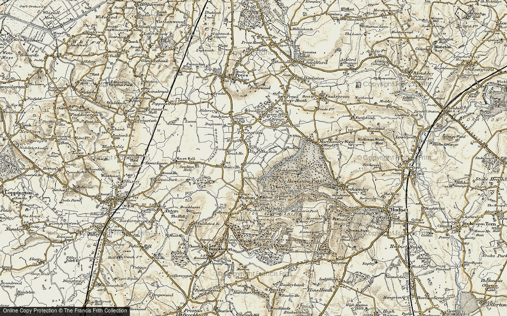Old Map of Historic Map covering Hawkstone Park in 1902