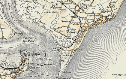 Old map of The Port of Felixstowe in 1898-1899