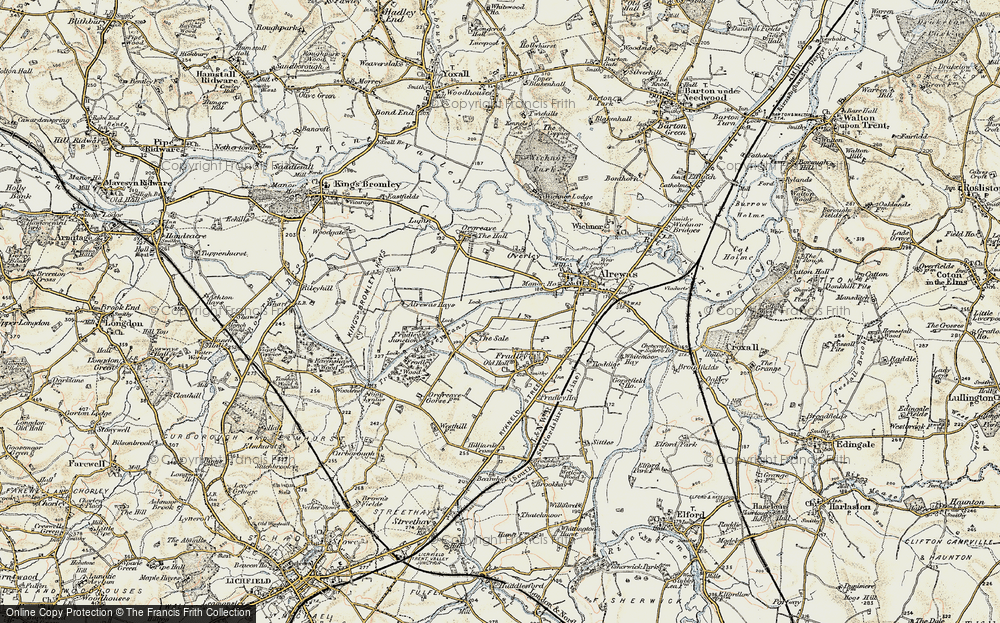 Old Map of Historic Map covering Bagnall in 1902