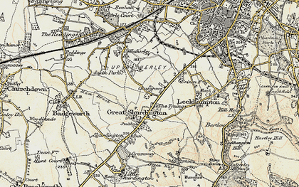 Old map of The Tynings in 1898-1900