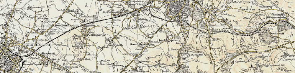 Old map of The Tynings in 1898-1900