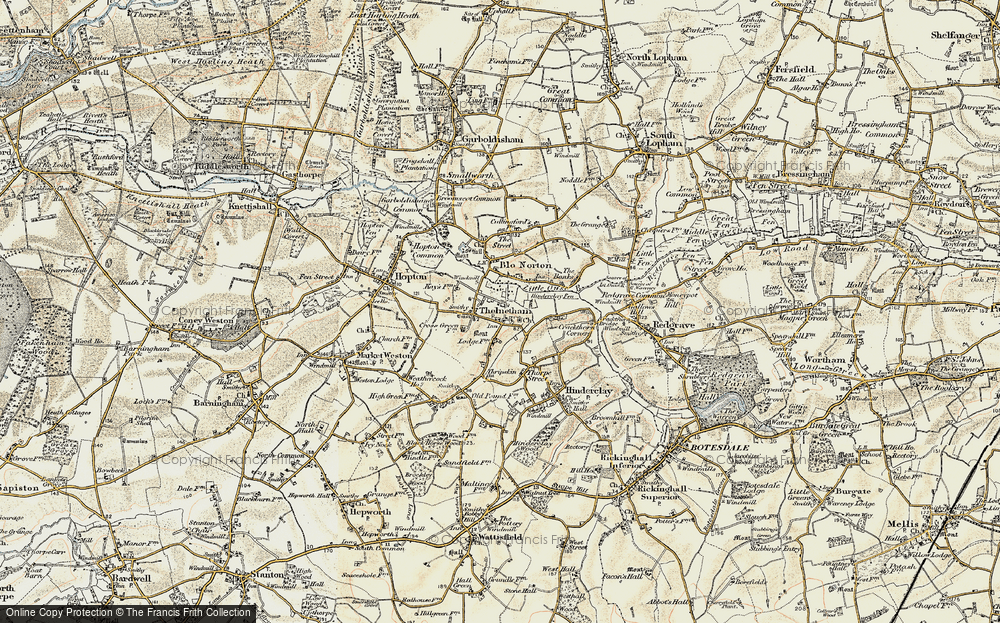 Old Map of Thelnetham, 1901 in 1901