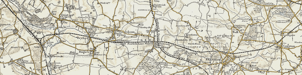 Old map of Themelthorpe in 1901-1902