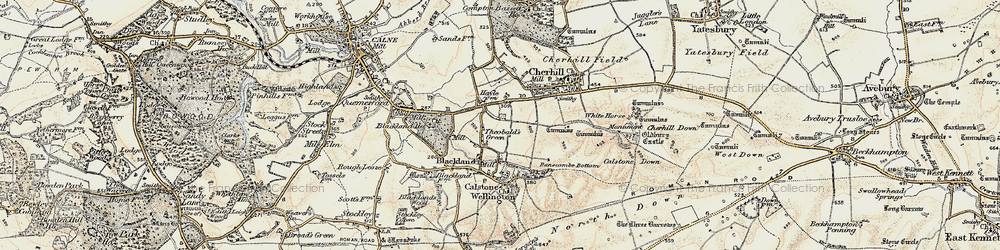 Old map of Theobald's Green in 1899