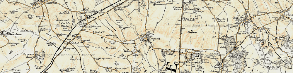 Old map of Therfield in 1898-1901