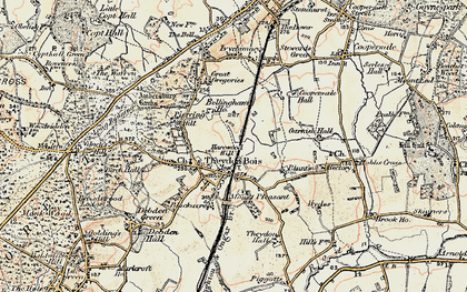 Old map of Theydon Bois in 1897-1898