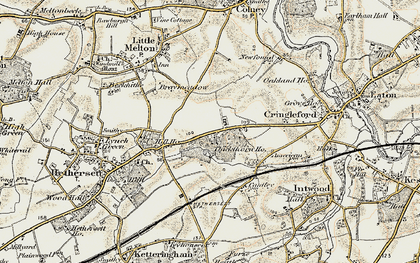Old map of Thickthorn Hall in 1901-1902