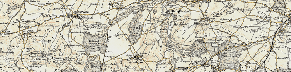 Old map of Thickwood in 1899
