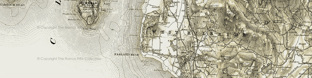 Old map of Ardneil Bay in 1905-1906