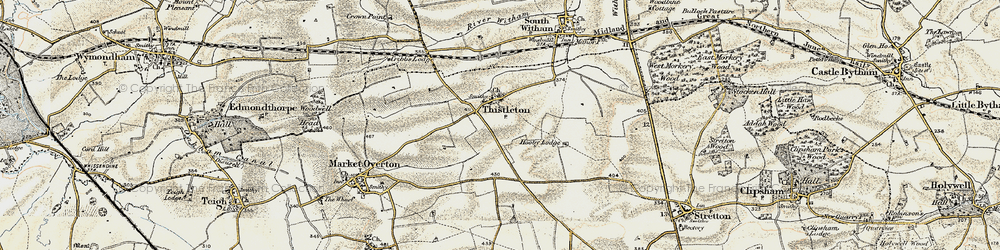 Old map of Thistleton in 1901-1903