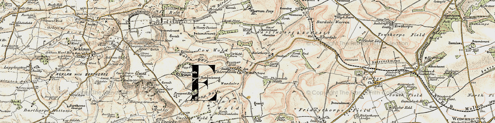 Old map of Wolds Way in 1903-1904