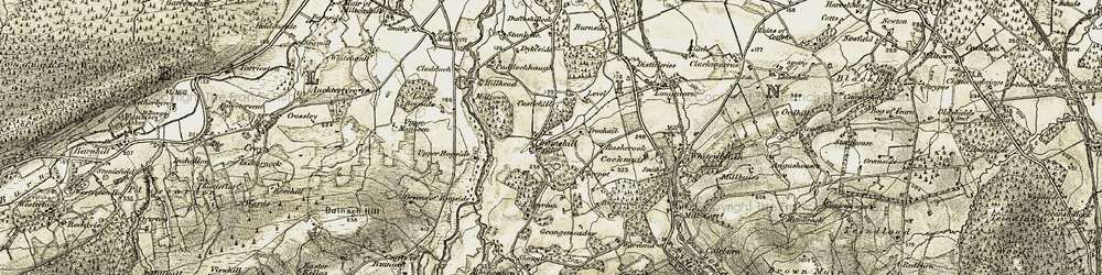Old map of Bardonside in 1910-1911