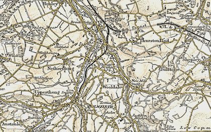 Old map of Thongsbridge in 1903