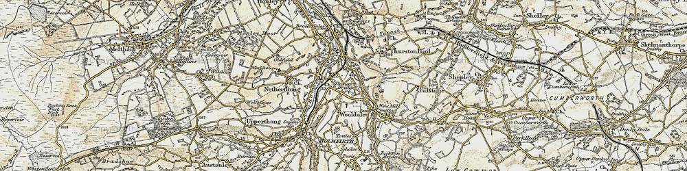 Old map of Thongsbridge in 1903