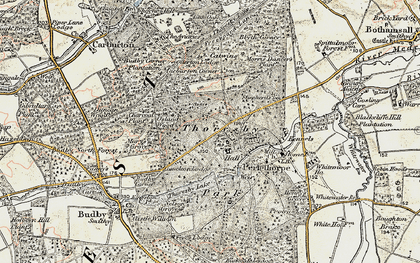 Old map of Budby Corner Plantations in 1902-1903